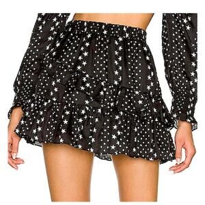 NWT Love Shack Fancy Emma Mini Skirt in Black Satin SZ. Medium
